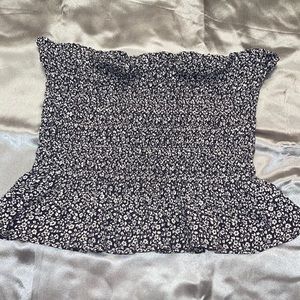 American Eagle Strapless Smocked Peplum Top